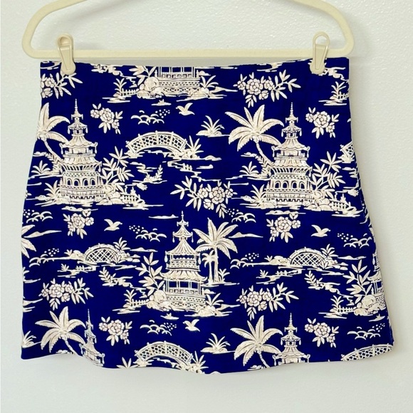 NWT J. McLaughlin Briana Skort Navy White Tongsai Palm Patterned Size L - Picture 1 of 11